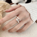 wholesale S925 Sterling Silver Serpent Ring, Stylish and Luxurious Adjustable Open Ring, Index Finger Ring, Popular on Xiaohongshu-0-2