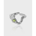 wholesale S925 Sterling Silver Korean Version Ins Minimalist Niche Design Irregular Surface with Micro-Set Zircon Open Adjustable Ring for Women-0-0
