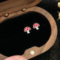 wholesale S925 Sterling Silver Korean-style Small Mushroom Enamel Drop Earrings for Women, Designed with a Sense of Luxury and Trendy Niche Aesthetic-0-5
