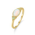 wholesale S925 Sterling Silver, 09ct New Small Fresh Style Opal Ring with Natural Moonstone in Gold Tone-0-0