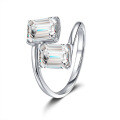 S925 Silver Moissanite Emerald-Cut Ring for Women-0-3