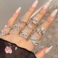 wholesale S925 Sterling Silver INS Style Viral Ring for Women, High-End Leaf Twisting Design, Niche Luxury Flower Ring-0-0