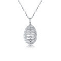 wholesale 925 Sterling Silver Plated Moissanite Hollow Egg Pendant Necklace for Cross-BorderLive Streaming Fashion Women's Pendant Necklace-0-0