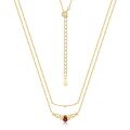 wholesale S925 Sterling Silver Korean Japanese Fashion High-End Teardrop Shaped Garnet Necklace Minimalist Collarbone Chain Wholesale-0-5