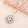 wholesale S925 Sterling Silver Large Carat Natural Topaz Pendant Necklace with Yellow, Purple, and Pink Crystals-0-1