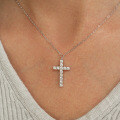 Sterling Silver Amazon Cross Pendant Necklace with Moissanite for Women-0-1