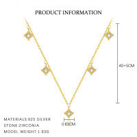 wholesale S925 Sterling Silver Four-Pointed Star Earrings with Shiny Diamonds, Women's Light Luxury Versatile Trendy Design-A3894-Gold 925 Silver