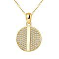 wholesale S925 Silver Plated with 18K Gold, Ins Small Designer Style Yellow Gold Coin Pendant Fully Set with Moissanite Women's Necklace-0-0