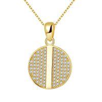wholesale S925 Silver Plated with 18K Gold, Ins Small Designer Style Yellow Gold Coin Pendant Fully Set with Moissanite Women's Necklace-Gold 925 silver