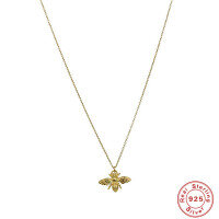 wholesale S925 Sterling Silver Fun Insect Bee Pendant Necklace, Versatile Collarbone Chain, Korean Style, INS Trendy, Niche, High-End Women's Accessory-Gold