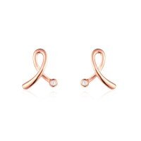 wholesale 18K rose gold new fresh and sweet diamond earrings for women, lovely ribbon with 9K moissanite ear accessories, perfect for gifts-Gold 9K-Moissanite