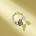 wholesale S925 sterling silver Korean-style new simple and fresh women's ring with shell pearl and butterfly open design-0-2
