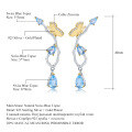 wholesale S925 Sterling Silver Secret Garden Designer Butterfly Earrings, Natural Style with Genuine Topaz-0-4