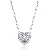 S925 Sterling Silver Wholesale Women's Cross Moissanite Heart Pendant Diamond Necklace-2 carats (set with moissanite)  925 silver