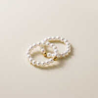 wholesale S925 silver light pearl shell bead ring for women, lightweight luxury temperament gold bead hand-knotted J9590-S925 silver one piece US size 6