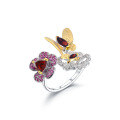 wholesale 925 Silver Designer Natural Amethyst Ring with Nature-Inspired Butterfly and Floral Open Adjustable Ring-0-7