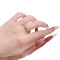 wholesale Metal: S925 Silver Gold Plated Openwork Mesh Row Ring for Women, Minimalist and Elegant Starry Sparkle Band-0-4