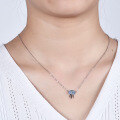 wholesale S925 silver fashion designer jellyfish style necklace set with natural topaz gemstone pendant-0-2