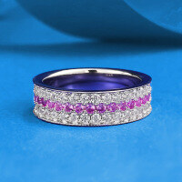 wholesale S925 Sterling Silver Geometric Wide Band Full Diamond Ring by Zhuozhifan Spring New Cross-border Exclusive Best Seller on All Platforms-R1216 Pink and White Diamond Ring No. 7