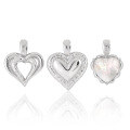 wholesale S925 Sterling Silver New Heart Pendant for Women, High-End Sense, Small and Unique, Personality and Elegance, Hollow-Out Mother-of-Pearl Design Peach Heart Silver Jewelry-0-0