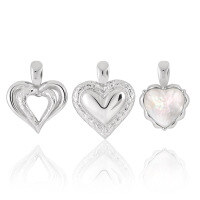 wholesale S925 Sterling Silver New Heart Pendant for Women, High-End Sense, Small and Unique, Personality and Elegance, Hollow-Out Mother-of-Pearl Design Peach Heart Silver Jewelry-HDZ3130 Platinum 925 Silver