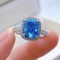 wholesale S925 full-set with 8*10 high-carbon diamond in sea blue, Mu Jing new 2021-0-2