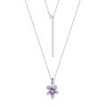 wholesale new fashionable S925 sterling silver orchid openwork enamel pendant necklace, elegant and fresh, wholesale-0-4