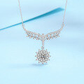 wholesale PT950 Platinum Plated S925 Silver Sunflower Pendant Necklace with Moissanite Simulated Diamond for Women-0-1
