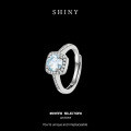 Sterling Silver Full-Coverage Moissanite Square-Cut Ring-0-0