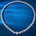 wholesale S925 Silver Heart-Shaped Full Diamond Necklace Collarbone Chain Luxurious Fashion SocialiteWomen's Style Live Broadcast Edition-0-0