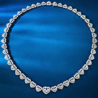 wholesale S925 Silver Heart-Shaped Full Diamond Necklace Collarbone Chain Luxurious Fashion SocialiteWomen's Style Live Broadcast Edition-N283 Heart-shaped necklace [45cm] 925 silver