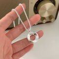 wholesale S925 Sterling Silver Geometric O-shaped Necklace Women Korean Version New Circle Pendant Minimalist Versatile Chain-0-2