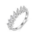 Sterling Silver 3*4mm Pear D Color Moissanite Half Eternity Wedding Ring-0-3