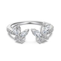 wholesale 925 Sterling Silver Korean Japanese Light Luxury Ring for Women, Versatile Fresh Design Butterfly Exquisite Open Adjustable Ring-DY121234-SW-WH Opening adjustable