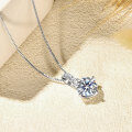 Sterling Silver Fashion Pendant Necklace with Moissanite-0-0