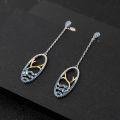 wholesale S925 Sterling Silver Designer High-End Long Earrings Shan Hai Jing Series with Natural Topaz and Sapphire Ear Studs-0-1