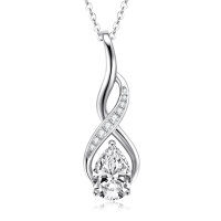 S925 Silver Irregular Moissanite Pendant Necklace for Women-Teardrop-shaped Moissanite Necklace [White Gold]  925 Silver