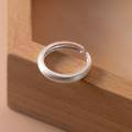 wholesale S925 Sterling Silver Brushed Matte Ring, Single Plain Circle Adjustable Open Ring, Versatile Basic Minimalist Smooth Jewelry R00499-0-0