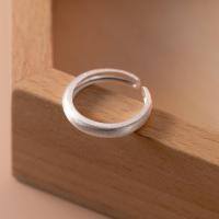 wholesale S925 Sterling Silver Brushed Matte Ring, Single Plain Circle Adjustable Open Ring, Versatile Basic Minimalist Smooth Jewelry R00499-S925 silver ring Adjustable opening