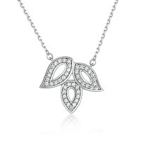 wholesale 925 Sterling Silver Leaf Clover Necklace, Minimalist Leaf Pendant,, Versatile Necklace-Platinum 925 silver