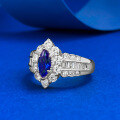 wholesale S925 silver jewelry, 4*8mm marquise royal blue small fresh fashion ring for spring and summer seasons-0-1