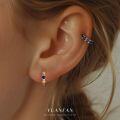 wholesale S925 Sterling Silver Geometric Earrings with Colored Zircon, Minimalist Style, Versatile Trendy Ear Cuffs-0-0