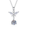 S925 Sterling Silver Moissanite Mini Pearl Butterfly Necklace Wholesale-0-3