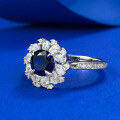 wholesale S925 Silver Full Diamond Ring with 60mm Blue Sapphire, Mu Jing New Arrival for Live Streaming, Women's Fashion Commuter Style-0-1