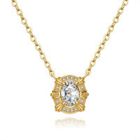 925 Silver Moissanite Necklace Pendant, 1 Carat Oval Cut Choker Chain-Set with 1CT high-carbon diamonds  925 silver