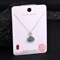 Metal Alloy Crystal Butterfly Necklace and Earring Set-S925 Sterling Silver + Jadeite NA-0100B 925 Silver