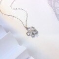 wholesale 925 Sterling Silver Forest-inspired Petal Necklace for Women, Simple and Fresh Sweet Zircon Style, Gift for Girlfriend or Best Friend Collarbone Chain-0-2