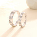 wholesale S925 Sterling Silver Ice Cube Couple Rings Pair, Designer Sugar Cube Rings for Him and Her, Engravable Valentine's Day Gift-0-0