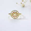 wholesale S925 Silver Japanese Korean Style Round Synthetic Opal OPAL Ring Women's White Opal Gemstone Light Luxury Jewelry Band-0-1