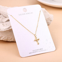 S925 Silver Minimalist Cross Pendant Necklace Wholesale Women's Trendy-s925 sterling silver + 14K gold YD1-0867QJ 925 silver